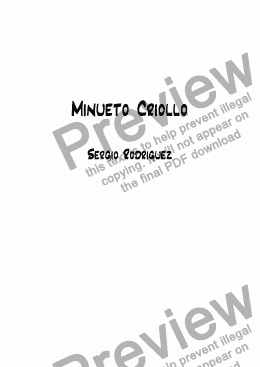 page one of Minueto Criollo for violin and piano