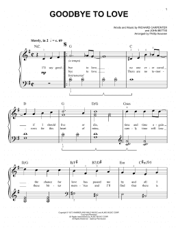 page one of Goodbye To Love (arr. Phillip Keveren) (Easy Piano)