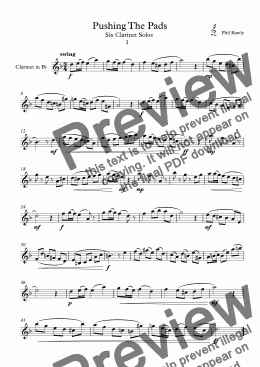 page one of Pushing The Pads - Clarinet Solos