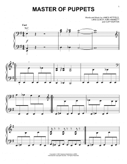 page one of Master Of Puppets (Easy Piano)