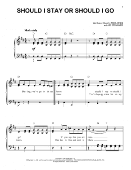 page one of Should I Stay Or Should I Go (Easy Piano)