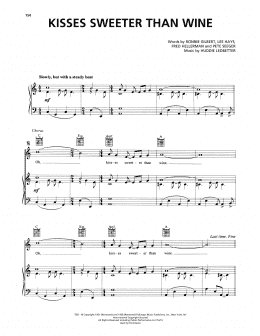 page one of Kisses Sweeter Than Wine (Piano, Vocal & Guitar Chords (Right-Hand Melody))