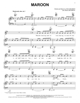 page one of Maroon (Piano, Vocal & Guitar Chords (Right-Hand Melody))