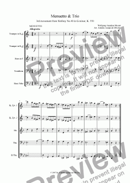 page one of Menuetto and Trio from Sinfony No.40