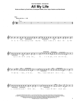 page one of All My Life (Bass Guitar Tab)
