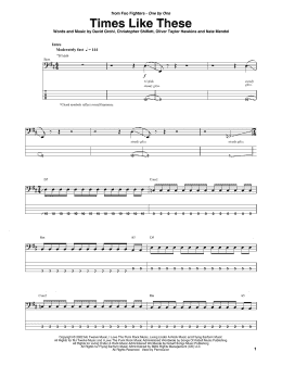 page one of Times Like These (Bass Guitar Tab)