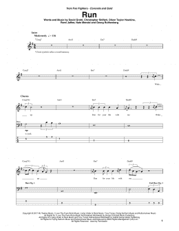 page one of Run (Bass Guitar Tab)