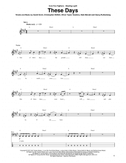 page one of These Days (Bass Guitar Tab)
