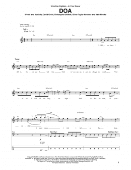 page one of DOA (Bass Guitar Tab)