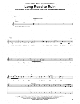 page one of Long Road To Ruin (Bass Guitar Tab)