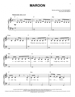page one of Maroon (Easy Piano)