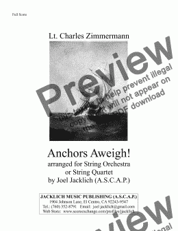 page one of Anchors Aweigh for String Orchestra (modulating)