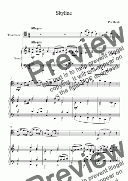 page one of Skyline - Trombone and Piano