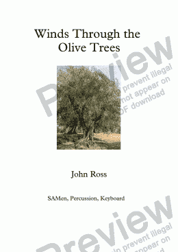 page one of Winds Through the Olive Trees (SAMen, Percussion, Keyboard)