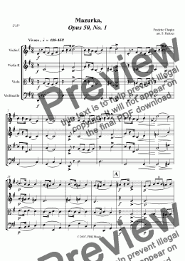 page one of Mazurka, Opus 50, No. 1 (string 4tet)