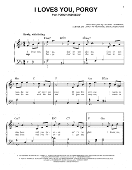 page one of I Loves You, Porgy (from Porgy And Bess) (Very Easy Piano)