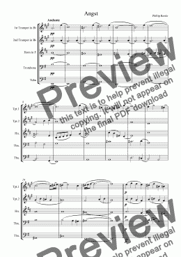 page one of Angst - Brass Quintet