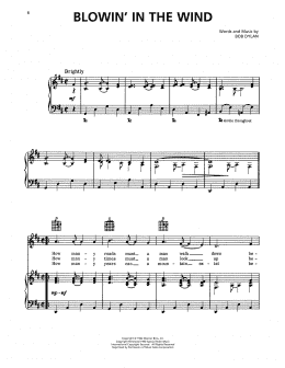 page one of Blowin' In The Wind (Piano, Vocal & Guitar Chords (Right-Hand Melody))