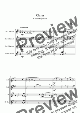page one of Claret - Clarinet Quartet