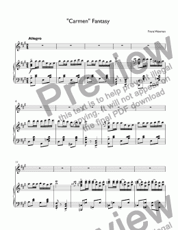 page one of Waxman - Carmen Fantasy for trumpet С & piano