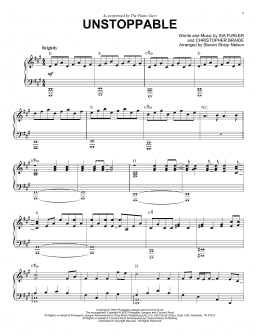 page one of Unstoppable (Piano Solo)