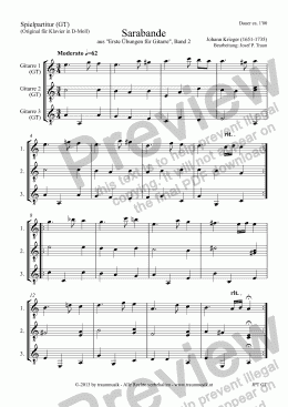 page one of Guitar Trio: Sarabande (GT/Playing Score)