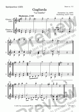 page one of Gagliarda (GD/Playing Score & Parts)