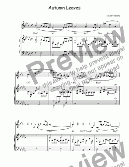 page one of Kosma - Autumn Leaves for trumpet Bb & piano