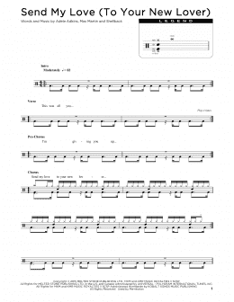 page one of Send My Love (To Your New Lover) (Drum Chart)