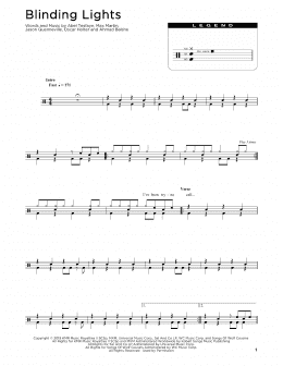 page one of Blinding Lights (Drum Chart)