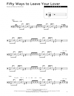 page one of Fifty Ways To Leave Your Lover (Drum Chart)
