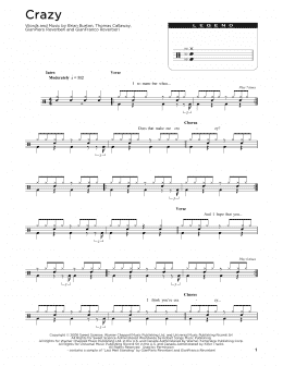 page one of Crazy (Drum Chart)