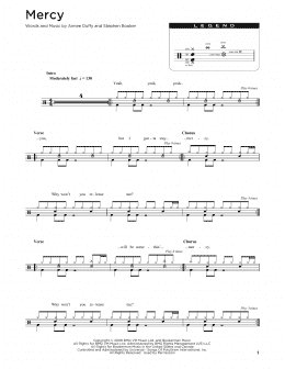 page one of Mercy (Drum Chart)