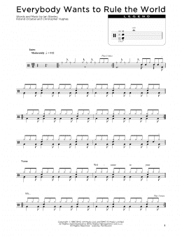 page one of Everybody Wants To Rule The World (Drum Chart)