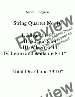 page one of String Quartet No. 10   III. Allegro