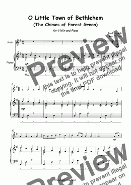 page one of O Little Town of Bethlehem for Solo Violin and Piano