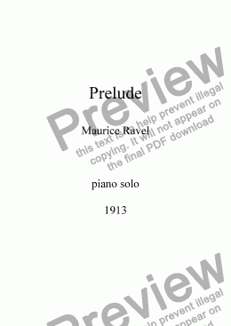 page one of Prelude pour piano