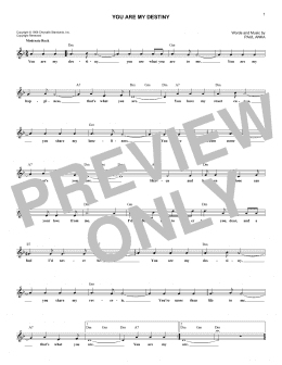 page one of You Are My Destiny (Lead Sheet / Fake Book)