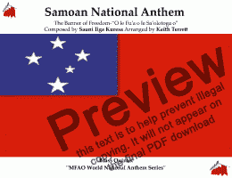 page one of Samoan National Anthem The Banner of Freedom-“O le Fu’a o le Sa’olotoga o'' for Brass Quintet