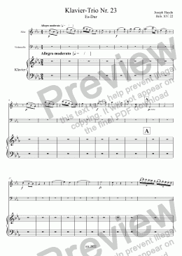 page one of Haydn, Klavier-Trio Nr. 23 Es-Dur Hob. XV: 22 – Flöte (anstelle Violine)