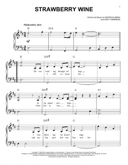 page one of Strawberry Wine (Very Easy Piano)