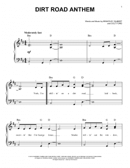 page one of Dirt Road Anthem (Very Easy Piano)