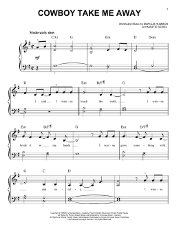 page one of Cowboy Take Me Away (Very Easy Piano)