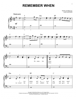 page one of Remember When (Very Easy Piano)