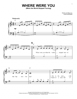 page one of Where Were You (When The World Stopped Turning) (Very Easy Piano)
