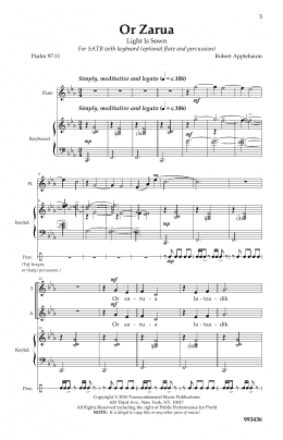 page one of Or Zarua (SATB Choir)
