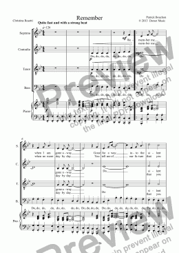 page one of Remember (Christina Rosetti) for S.A.T.B. Choir and Piano
