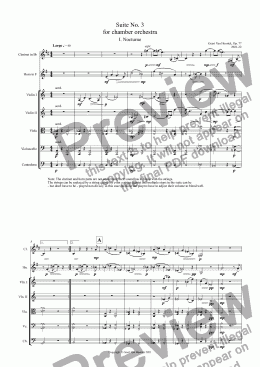 page one of Suite No. 3  for chamber orchestra, Op. 77 - I. Nocturne