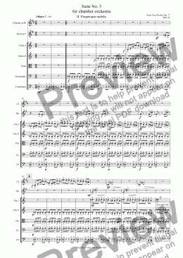 page one of Suite No. 3  for chamber orchestra, Op. 77 - II. Perpetuum mobile