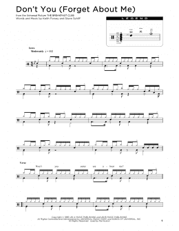page one of Don't You (Forget About Me) (Drum Chart)